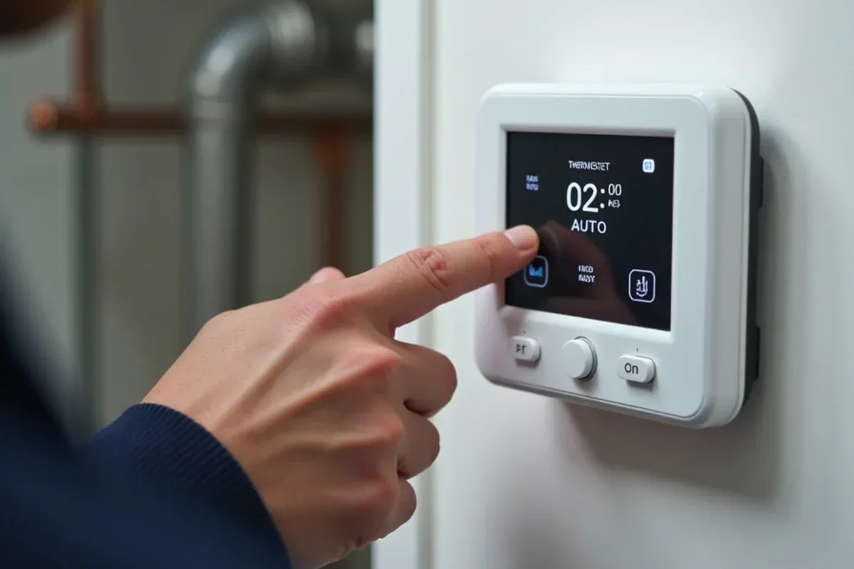 Adjusting thermostat fan switch setting from continuous ON back to energy-saving AUTO mode