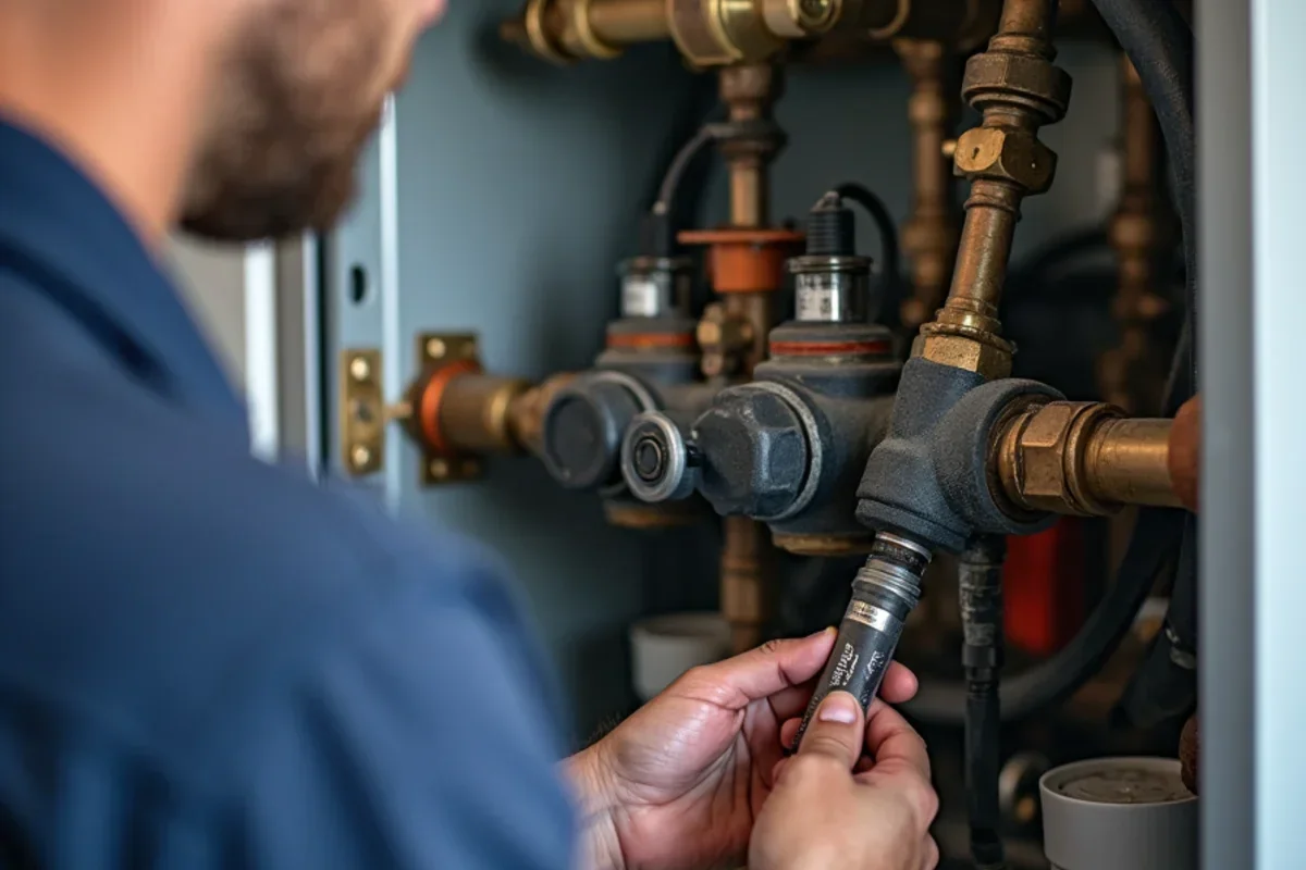 Testing commercial rooftop unit gas train solenoid valves and pressure regulators for leaks