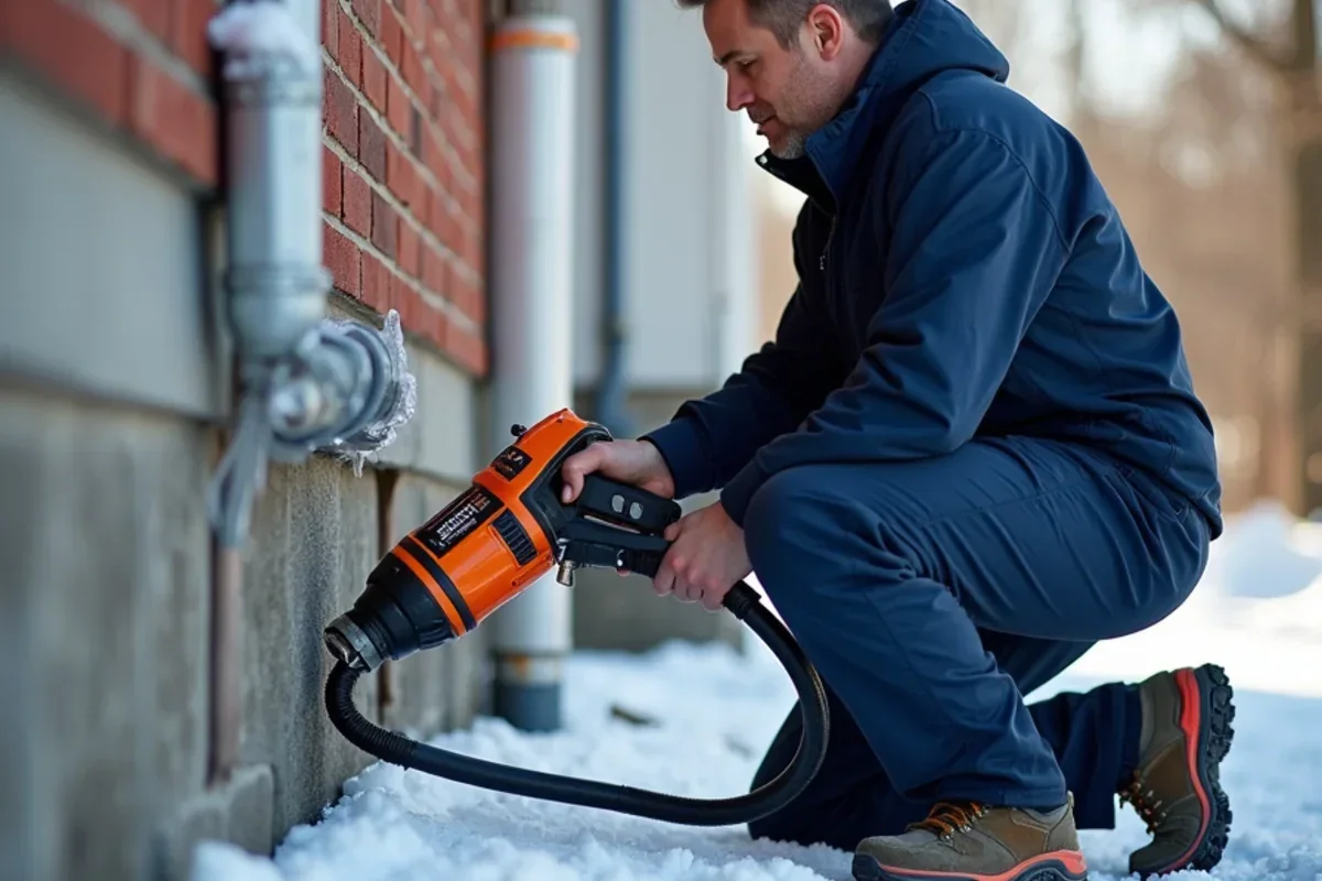 Thawing frozen exterior PVC furnace condensate drain trap to clear pressure switch lockout
