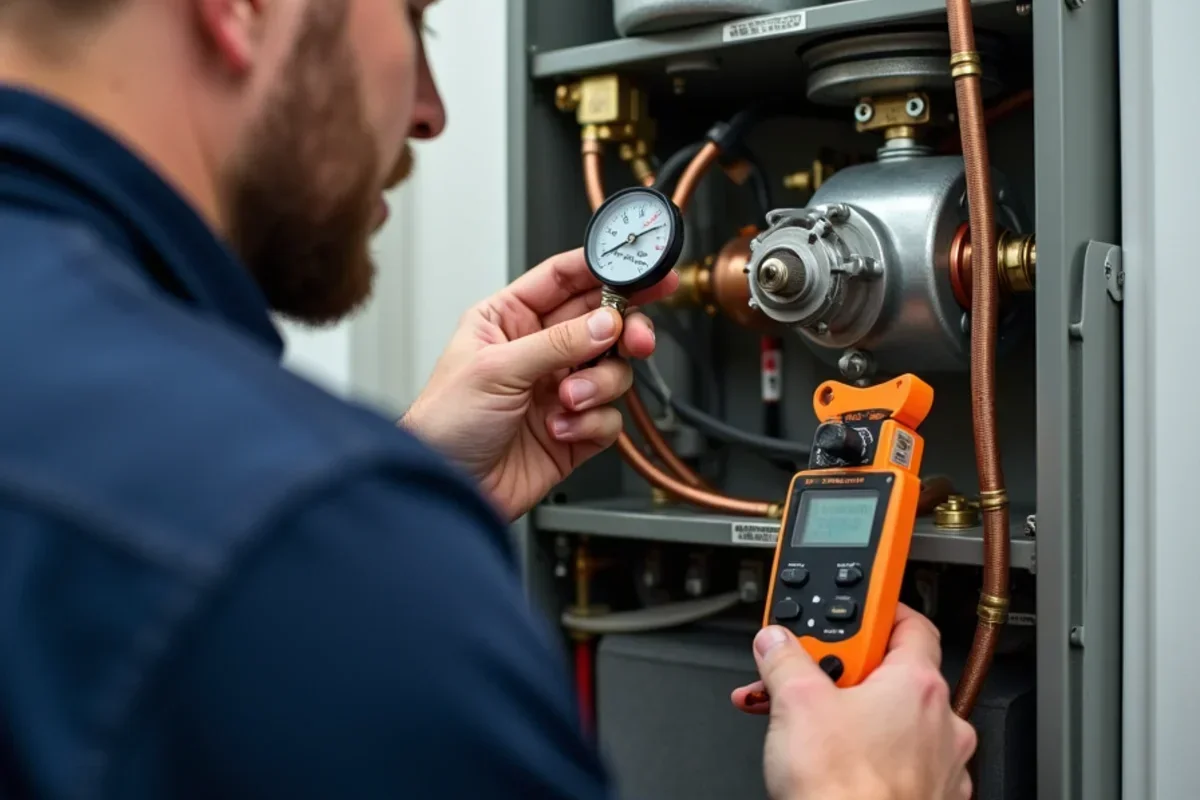Checking draft inducer motor pressure switch operation with differential pressure gauge