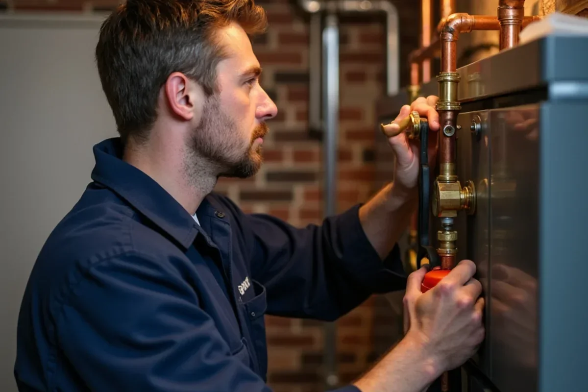 Servicing hydronic boiler piping and cast-iron radiators in historic Chaska residence